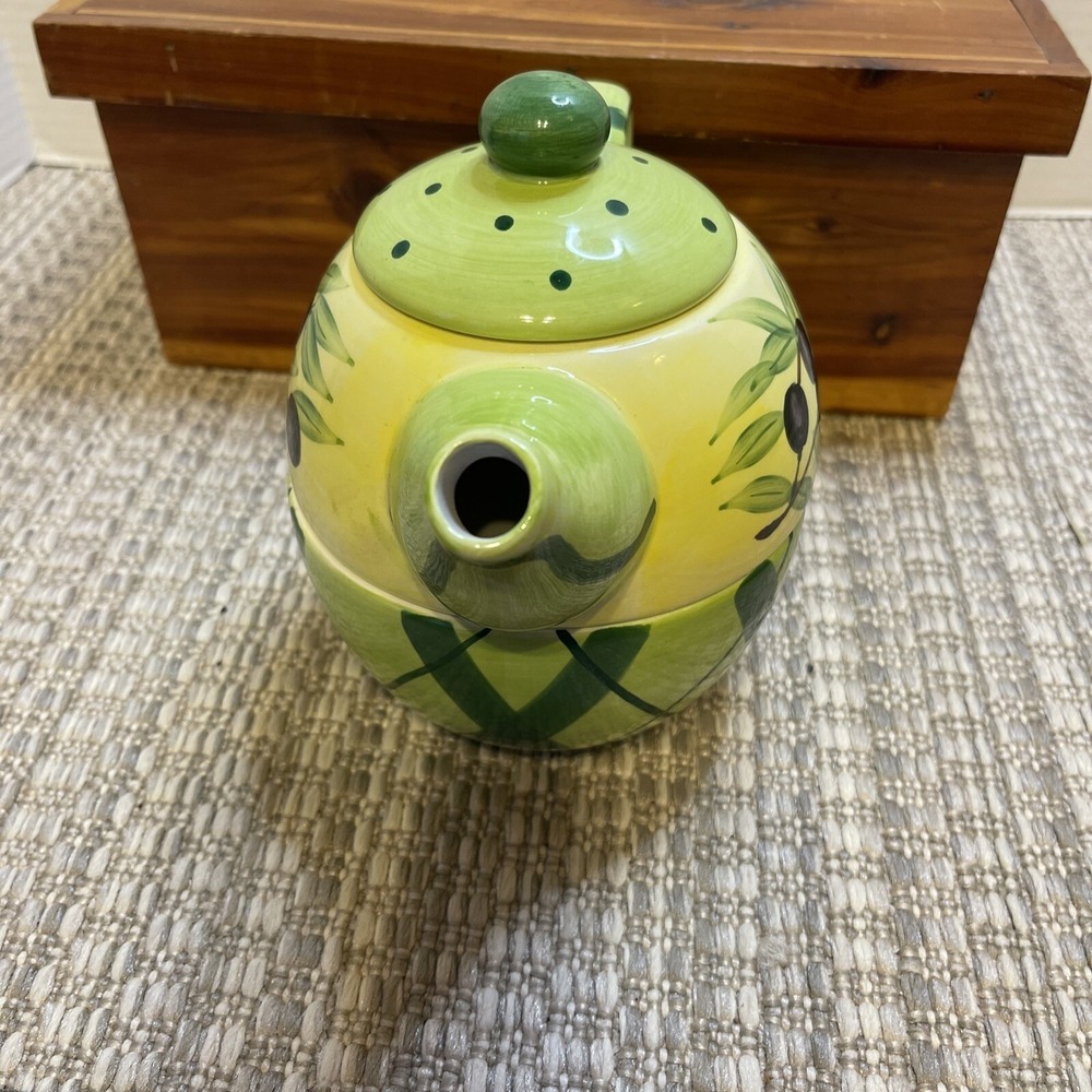 Olive Tea For One Set Teapot and Cup Stackable Kitchen Decor Ceramic - Picture 10 of 12
